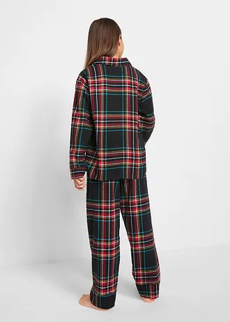 Kinderpyjama van zachte flanel • donkerblauw geruit • bonprix online shop