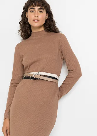 Curea îngustă (set/3 buc.) • bej-migdală + crem + negru • magazin bonprix