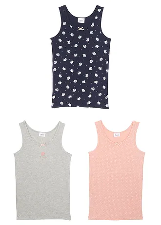 Spodní košilka s měkkou organickou bavlnou (3 ks v balení) • tmavě modrá + světle šedý melír + světle korálová • bonprix obchod