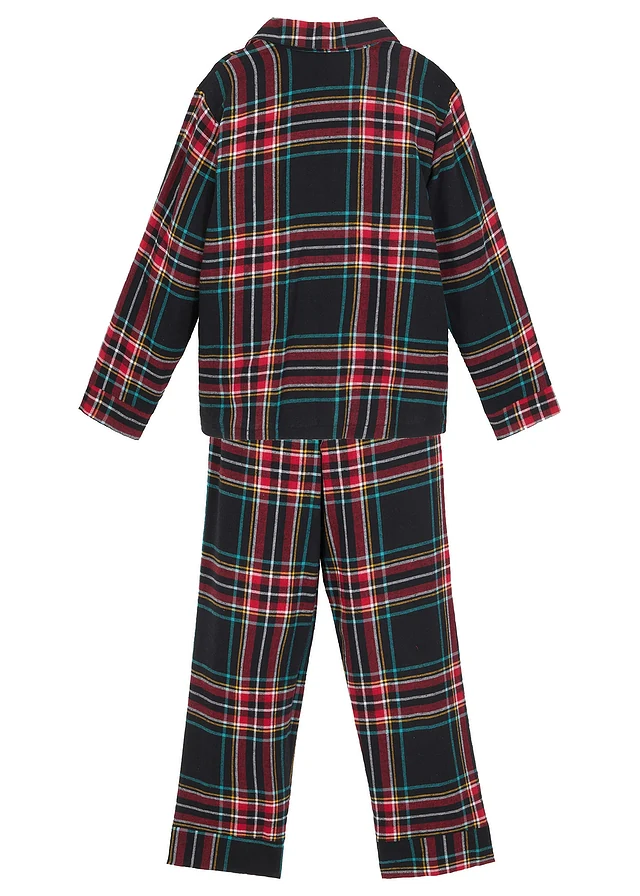 Kinderen flanellen pyjama (2-dlg. set), Kleur: donkerblauw geruit