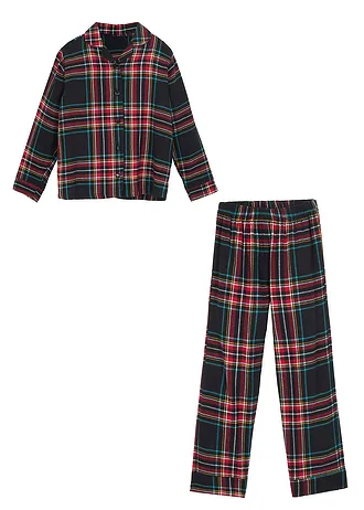 Kinderen flanellen pyjama (2-dlg. set) • donkerblauw geruit • bonprix online shop