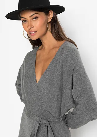 Robe fluide en maille de viscose mélangée • anthracite chiné • Boutique bonprix