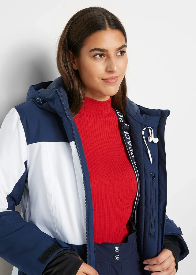 Outdoor ski-jas met capuchon, waterdicht • donkerblauw/wit • product-page.page-title-suffix