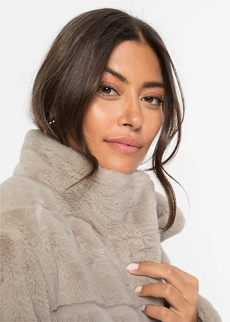 Manteau en tissu peluche • gris-beige • Boutique bonprix