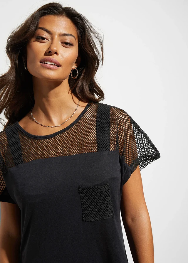 T-shirt long de plage en viscose fluide • noir • product-page.page-title-suffix