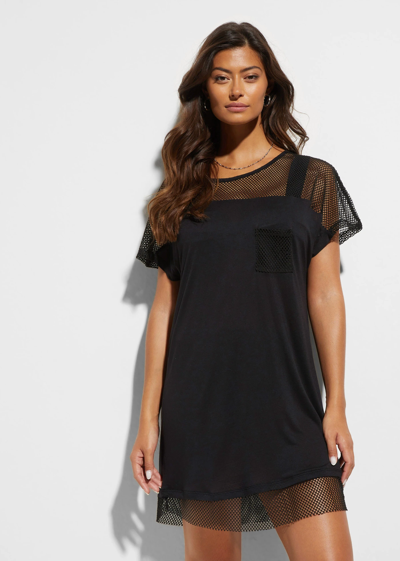 Hosszú strandpóló puha viszkózból • fekete • bonprix áruház