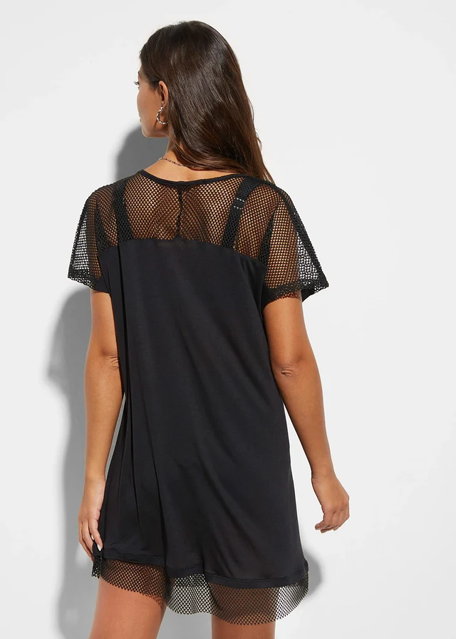 T-shirt long de plage en viscose fluide • noir • product-page.page-title-suffix