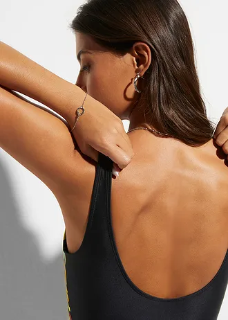 Jednodielne sťahovacie plavky, stredný tvarujúci efekt • čierna/pestrá • obchod bonprix