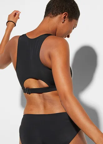 Haut de maillot brassière à bande sous-poitrine réglable • noir • Boutique bonprix