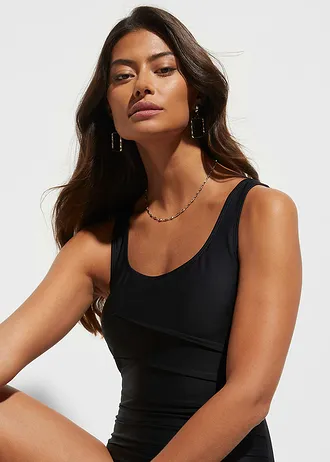 Corrigerend badpak met sierplooitjes, licht corrigerend • zwart • bonprix online shop