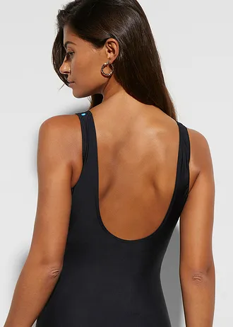 Maillot 1 pièce sculptant à larges bretelles, maintien léger • noir pois • Boutique bonprix