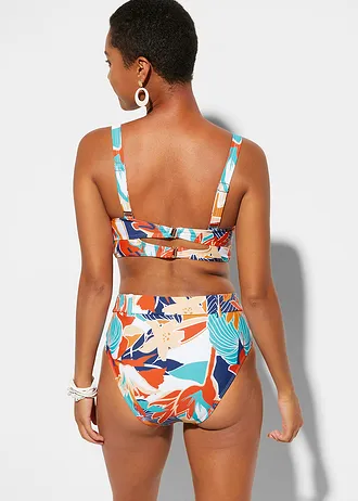 Bikini na fiszbinach z figami bikini z wysokim stanem (komplet 2-cz.) • biało-niebieski w kwiaty • sklep bonprix