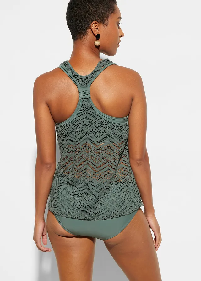 Tankini (2-dlg. set) van kant, Kleur: olijfgroen