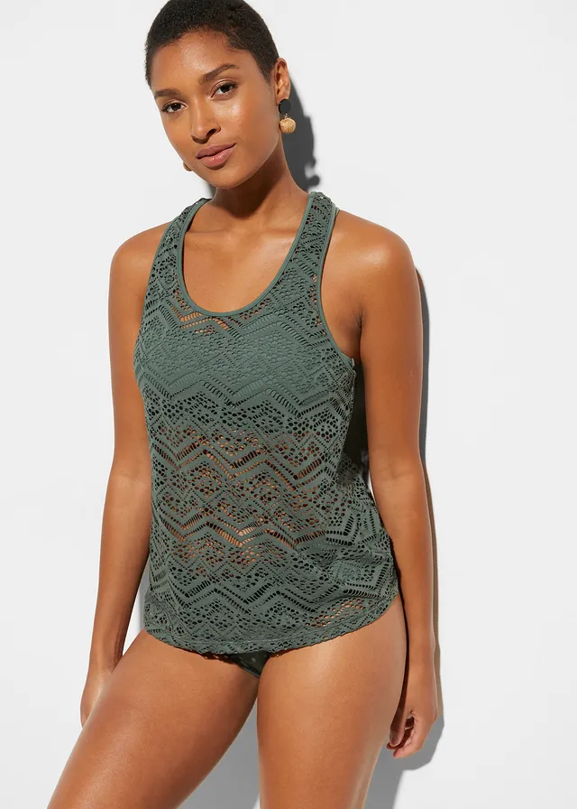 Tankini (2-dlg. set) van kant, Kleur: olijfgroen