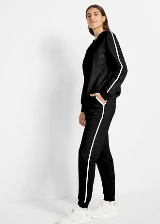 Ensemble de survêtement 100% coton (ens. 2 pces) • noir rayé • Boutique bonprix