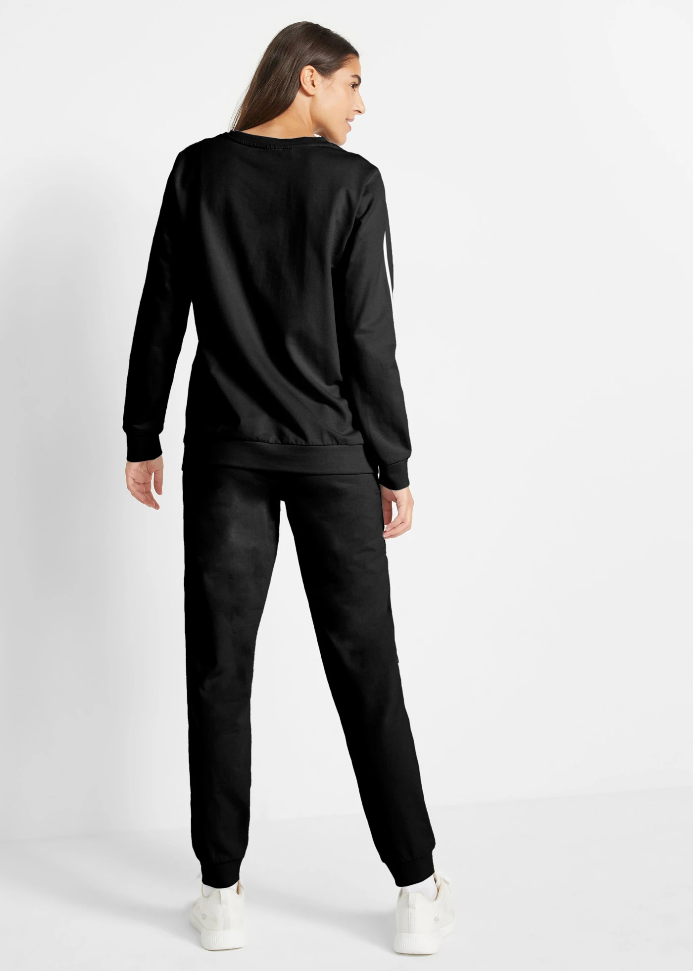 Ensemble de survêtement 100% coton (ens. 2 pces) • noir rayé • Boutique bonprix