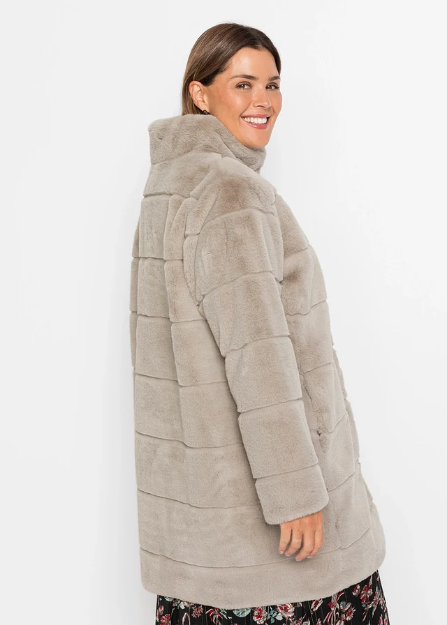 Manteau en tissu peluche, Couleur: gris beige