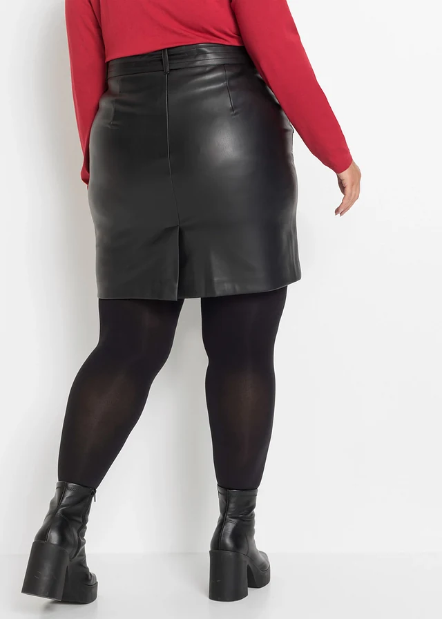 Jupe enduite, Couleur: noir