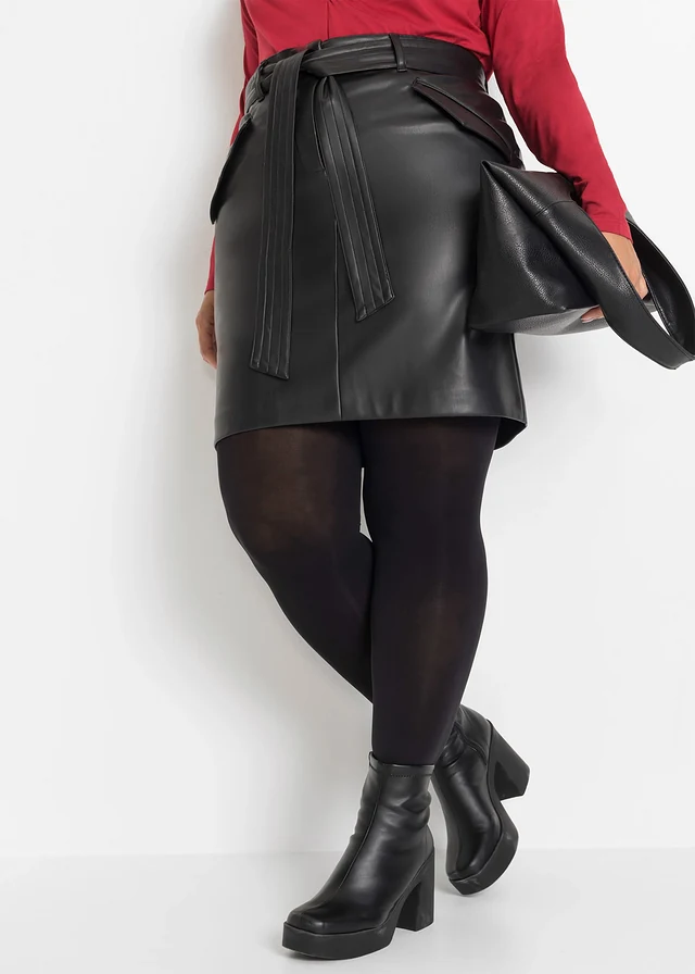 Jupe enduite, Couleur: noir