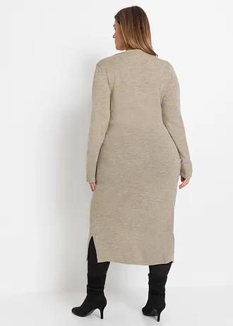 Robe midi en maille, Couleur: beige chiné