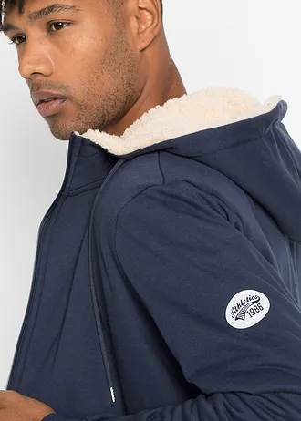 Sweat zippé doublé sherpa • bleu foncé • Boutique bonprix