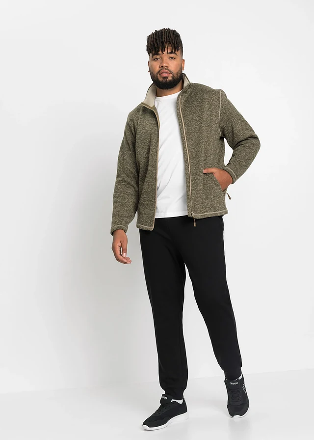 Pantaloni de jogging cu manșete ripsate, culoare: negru