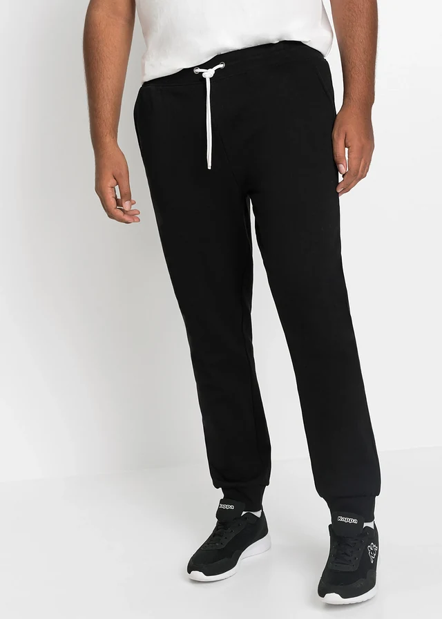 Pantaloni de jogging cu manșete ripsate, culoare: negru