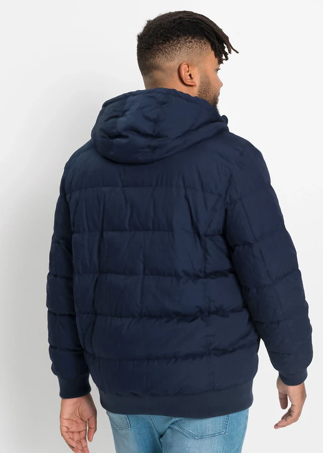 Gewatteerde jas in bomberstijl, Kleur: donkerblauw