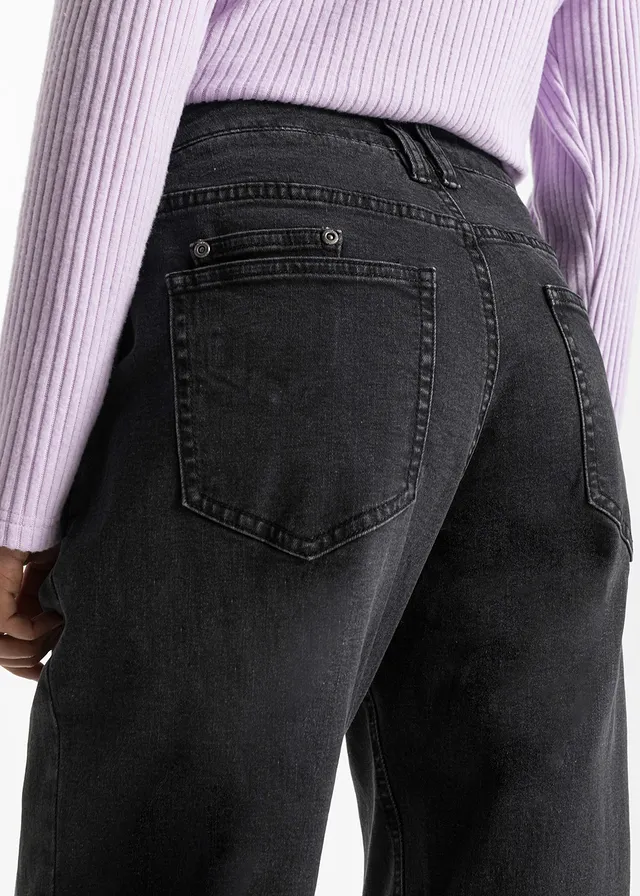 Jean Barrel, taille mi-haute, extensible • noir denim • product-page.page-title-suffix