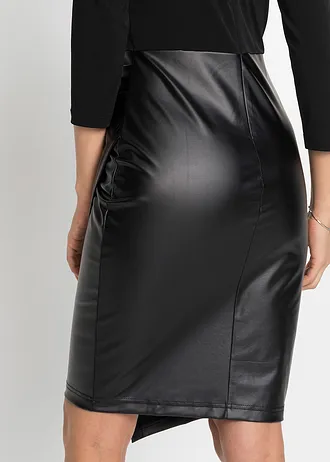 Šaty z umělé kůže, s horním dílem ze žerzeje • černá • bonprix obchod