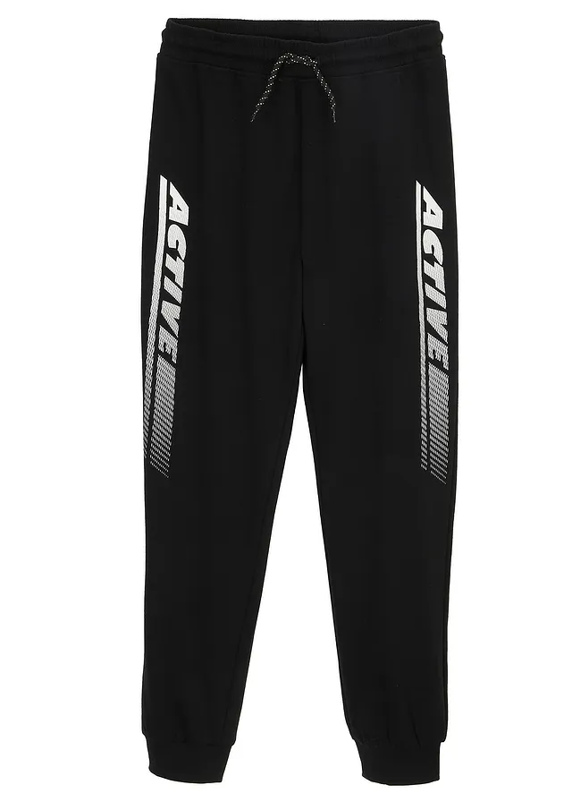 Jongens sweatpants van een zachte katoenmix, Kleur: zwart