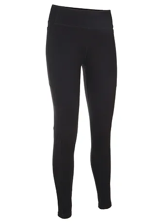 Miękkie legginsy sportowe z kieszeniami po bokach, dł. przed kostkę, kolor: czarny