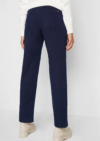 Jean chaud à empiècement taille confortable, Couleur: bleu foncé denim