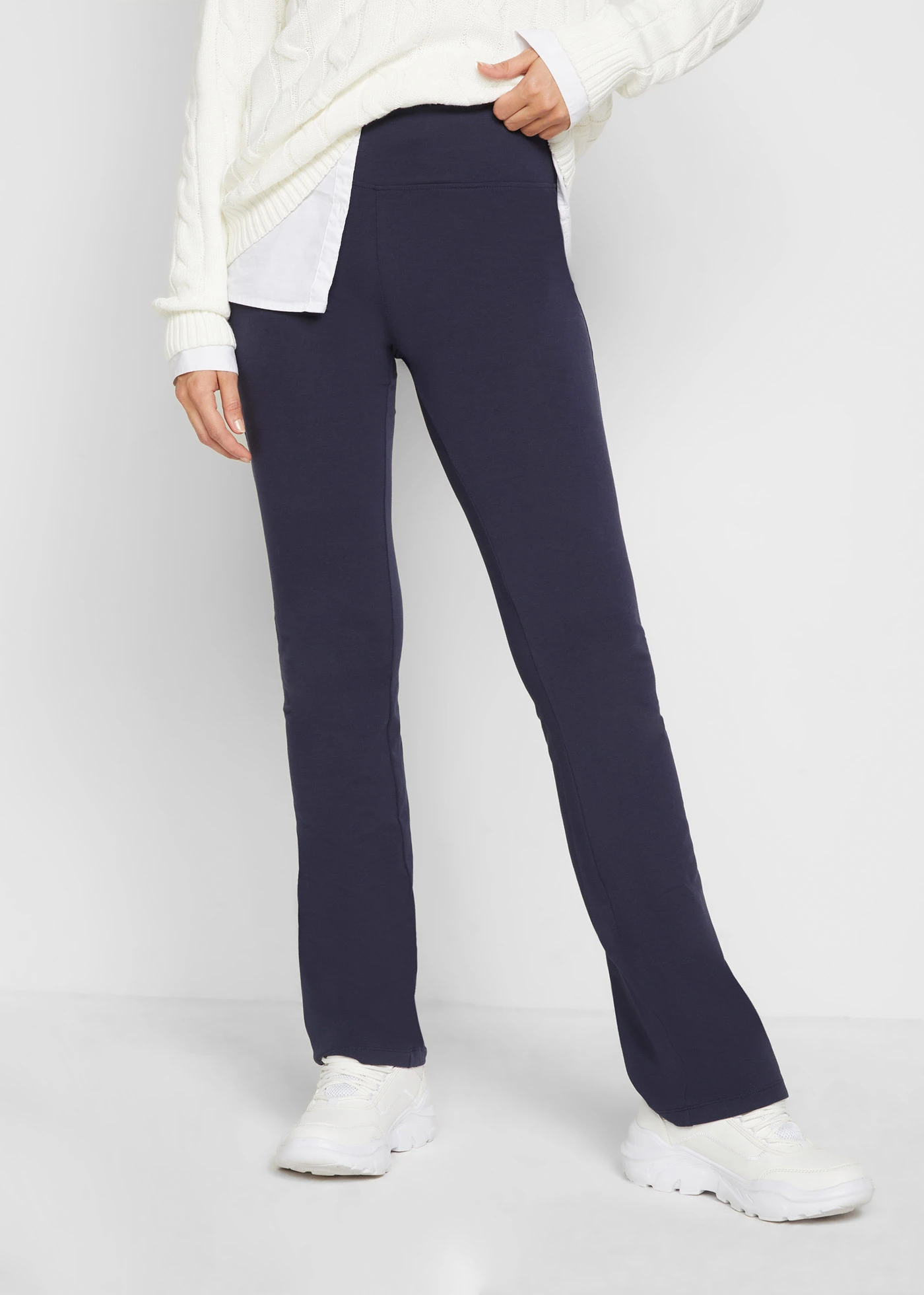 Legginsy z poszerzanymi nogawkami • granatowy • sklep bonprix