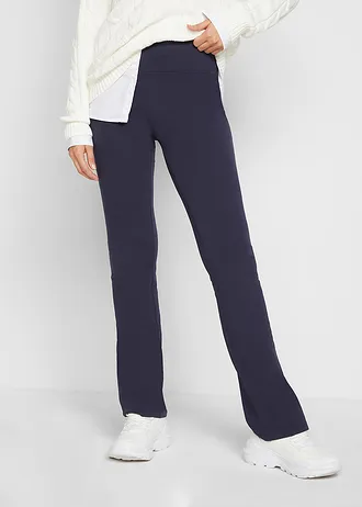 Flared legging van katoen, Kleur: donkerblauw