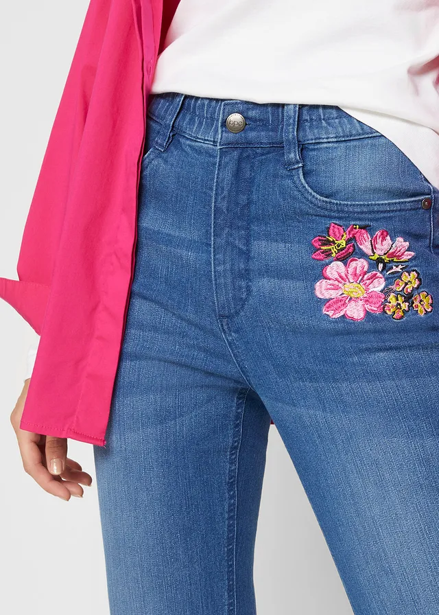 Jean bootcut, taille haute et élastiquée • bleu denim used • product-page.page-title-suffix