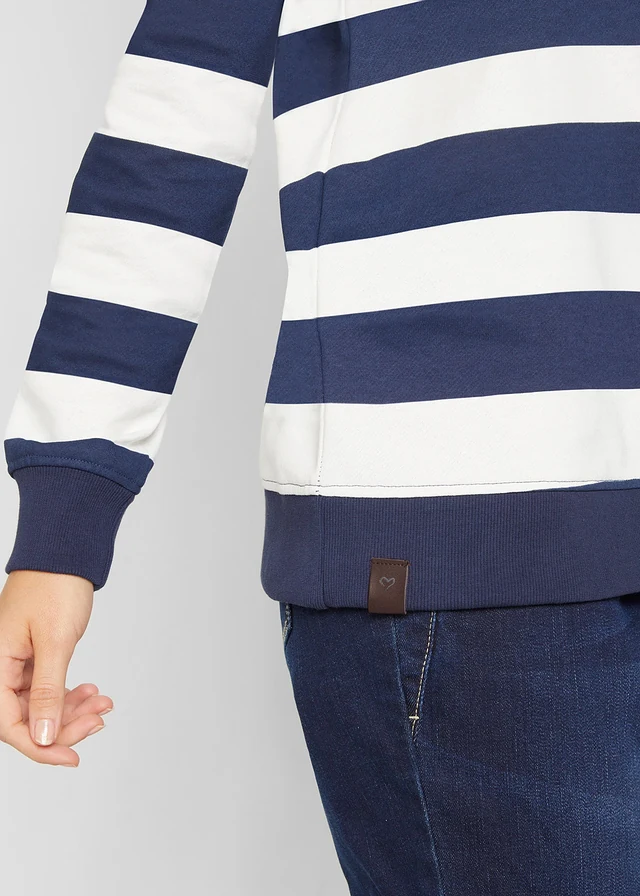 Hoodie van katoen • donkerblauw/wolwit gestreept • product-page.page-title-suffix