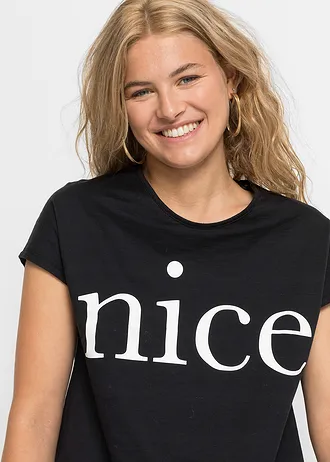 T-shirt van puur biologisch katoen • zwart-wit met print • bonprix online shop