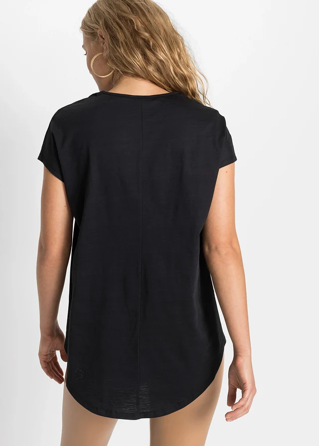 T-shirt 100% coton, Couleur: noir-blanc imprimé