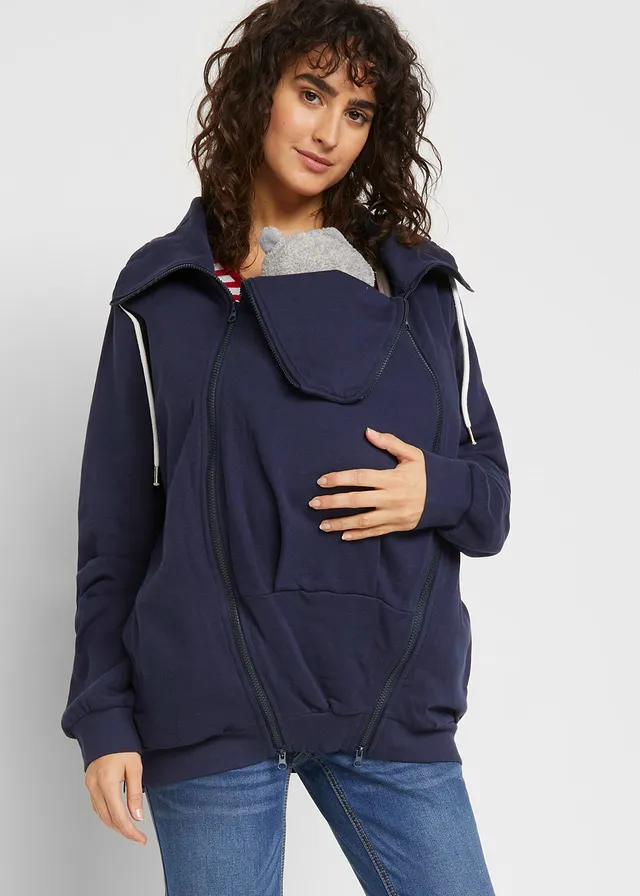 Veste sweat 3en1 pour la grossesse et le portage, Couleur: bleu foncé