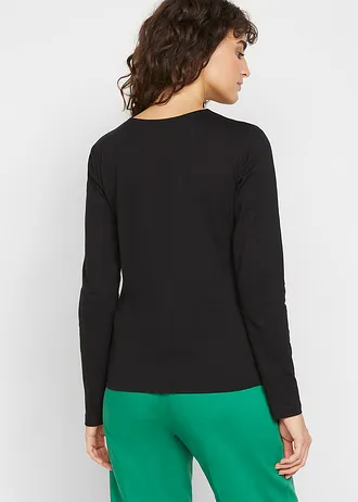 Triko s dlouhým rukávem, z čisté organické bavlny, barva: černá