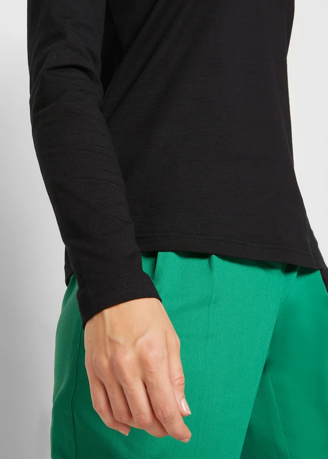 Bluză cu mâneci lungi cu bumbac bio 100% • negru • magazin bonprix