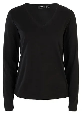 Longsleeve met biologisch katoen, Kleur: zwart