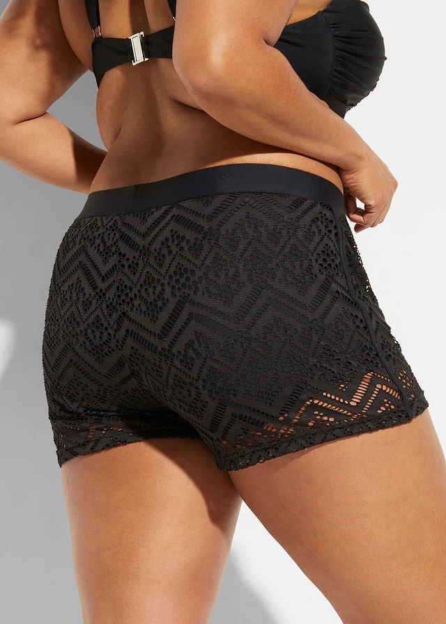Short de bain en dentelle, Couleur: noir