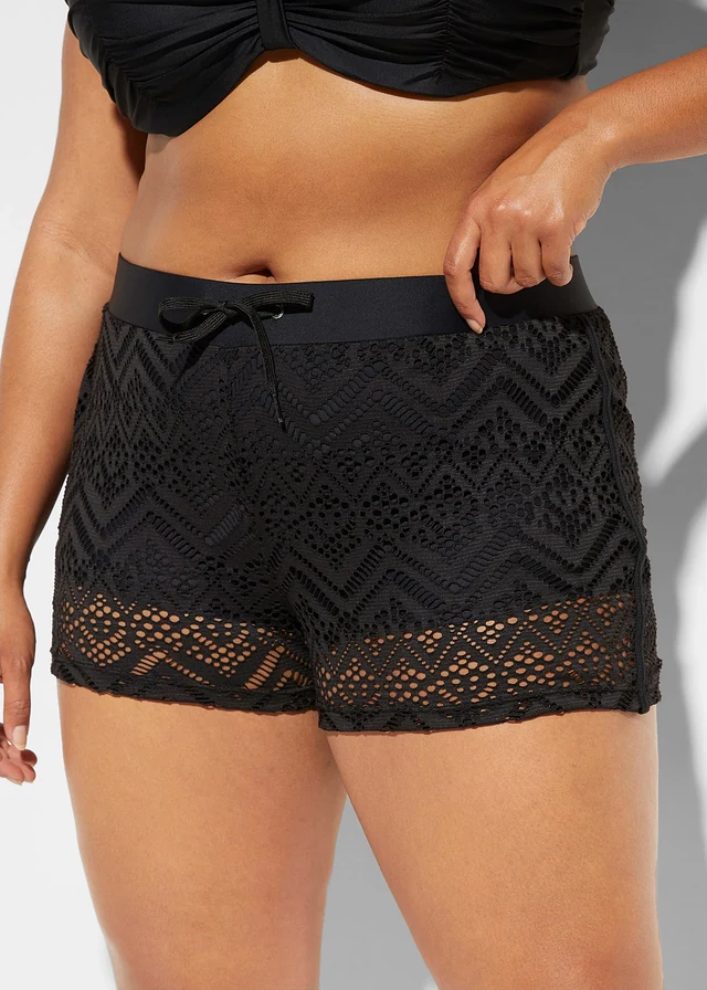 Short de bain en dentelle, Couleur: noir
