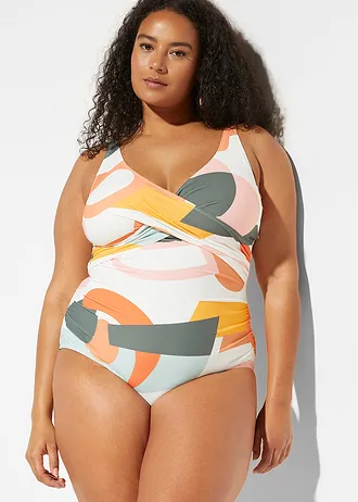 Badpak in wikkellook, Kleur: wit met print