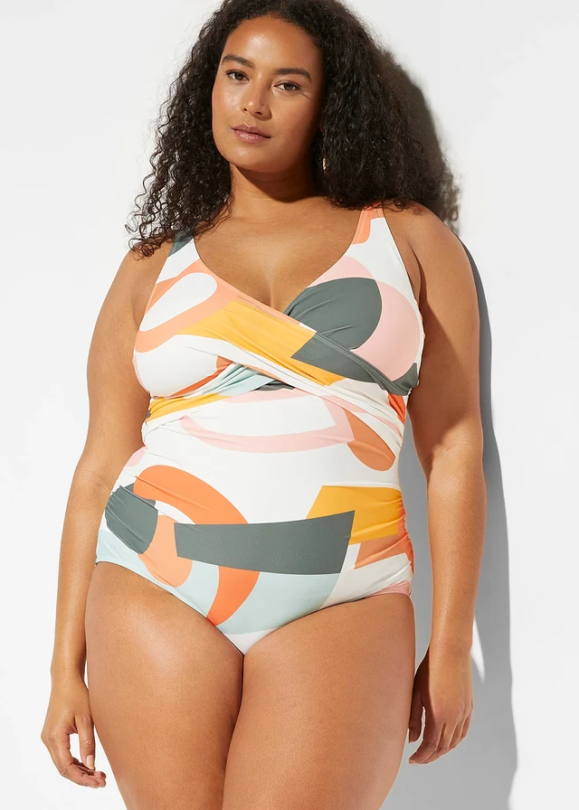 Badpak in wikkellook, Kleur: wit met print