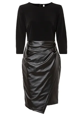 Robe enduite avec haut en jersey • noir • Boutique bonprix
