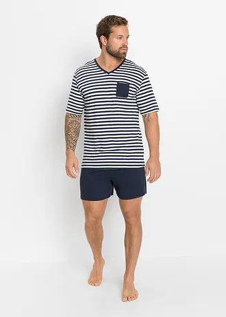 Shortama, Kleur: donkerblauw+wit gestreept