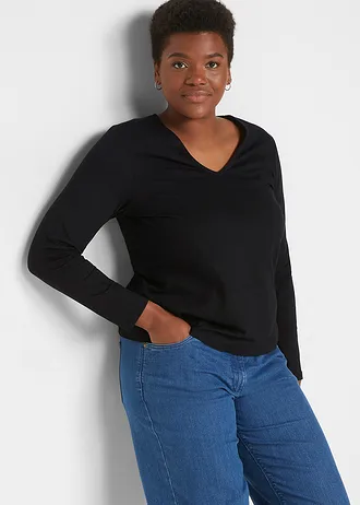 Longsleeve met biologisch katoen, Kleur: zwart